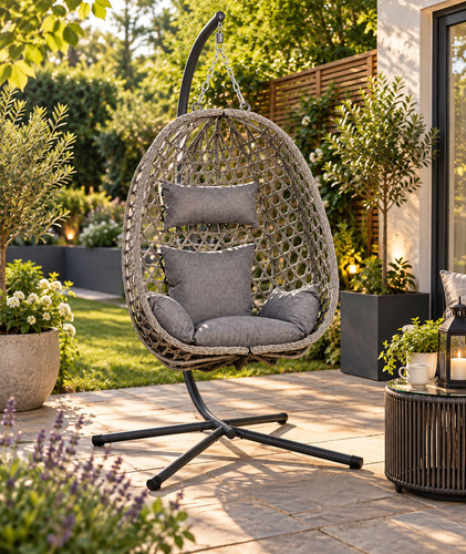 Rattan hanging egg chair - rattan, with