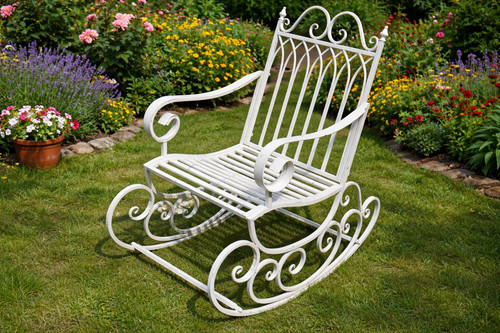 Antique cream metal rocking - metal,
