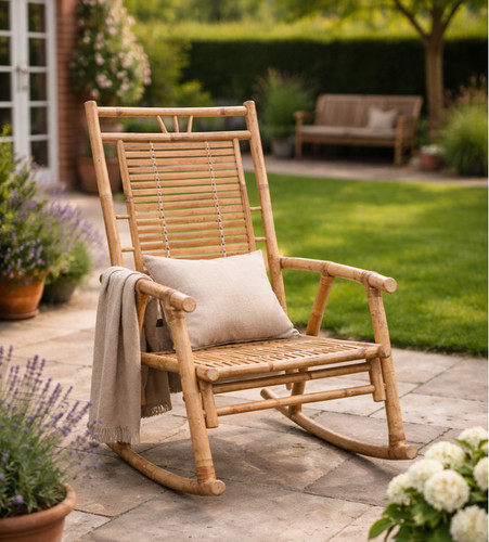 Bamboo rocking chair wooden - rocking,