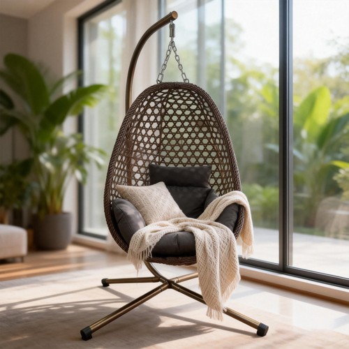Hanging rattan garden swing - hanging,